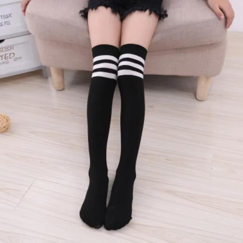 Women Over Knee Thigh High Socks Academic Style Solid Corlor Long Socks Over The Knee Stockings For Ladies Girls
