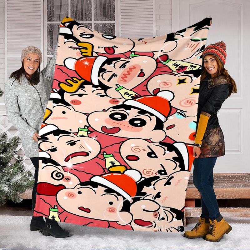 Crayon Shin-chan printed throw blanket—soft,warm;versatile blanket for all seasons—perfect as &air-conditioning throw,nap blanket