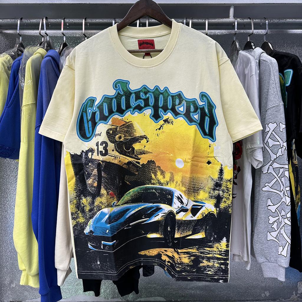 Godspeed American High Street Loose Teen Couple Crew Neck Pullover Casual Commuter ins Short Sleeves
