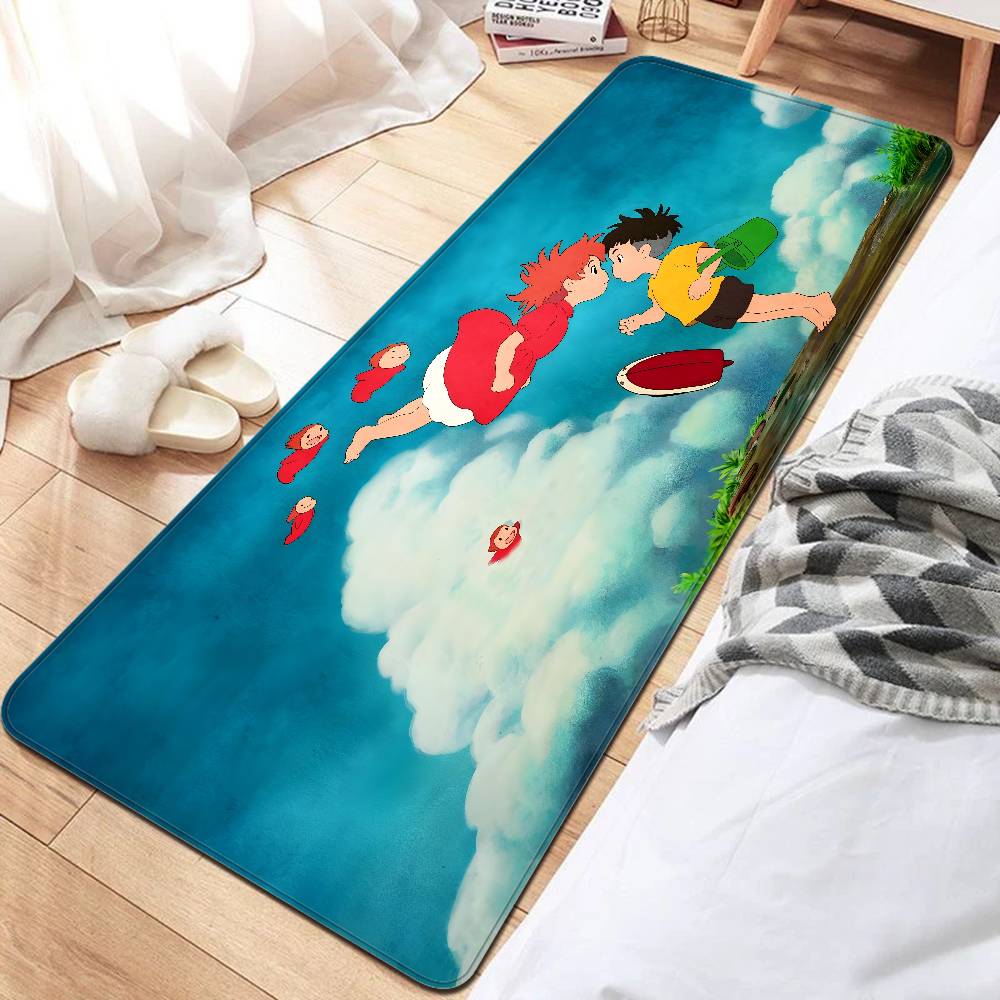 Cute P-Ponyo Movie On The Cliff Anime Floor Mat Rectangle Anti-slip Home Soft Badmat Front Door Indoor Outdoor Mat Welcome