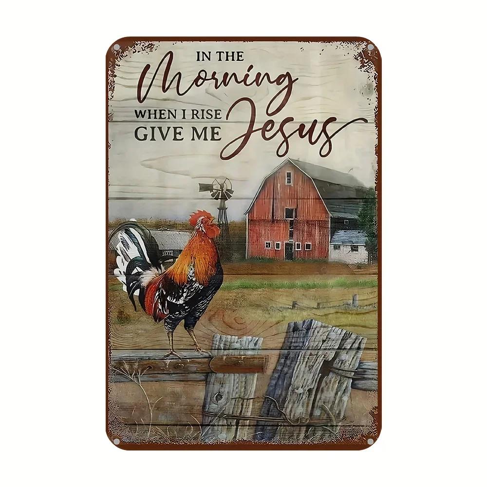 Rustic Chicken Farm Aluminum Sign Vintage Wall Decor for Cozy Coffee Shop Kitchen Farmhouse