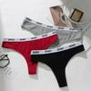 Women's Sexy Seamless Cotton Thong Low Waist Letter Waistband Breathable Sports G-string