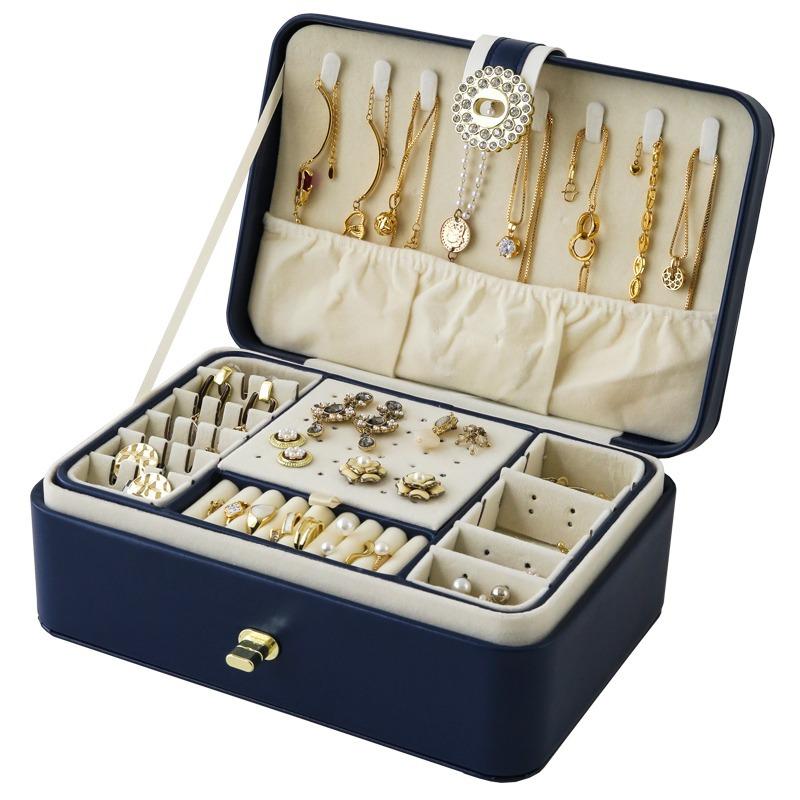 Jewelry Storage Box High-end Delicate Gold Hand Jewelry Bracelet Necklace with Lock Earrings Ring Jewelry