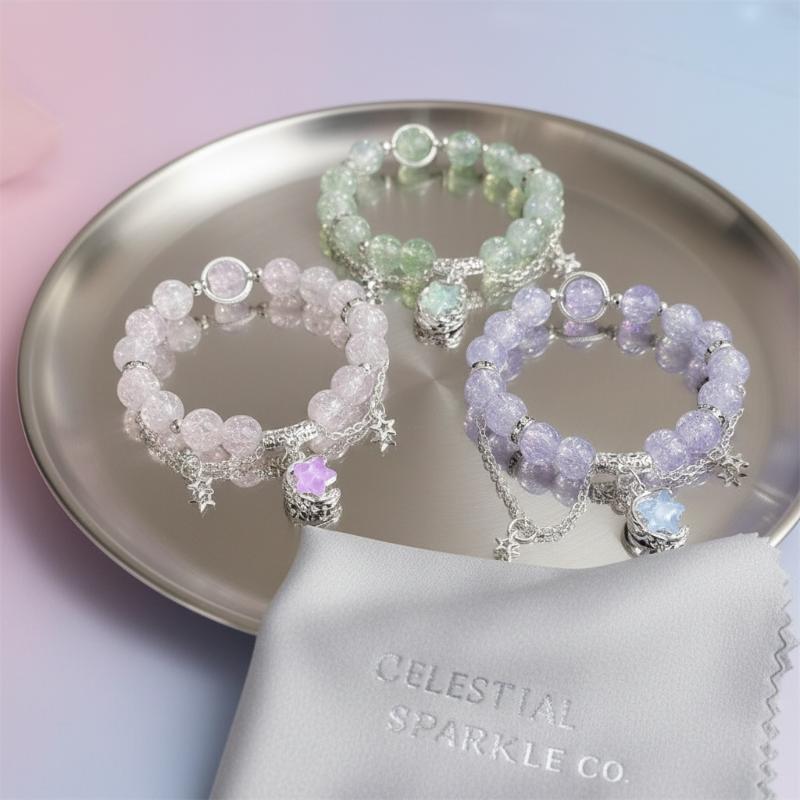 Crystal Beaded Starry Sky Bracelet for Women Trendy Pentagram Stylish and Charming Accessory For Date or Party
