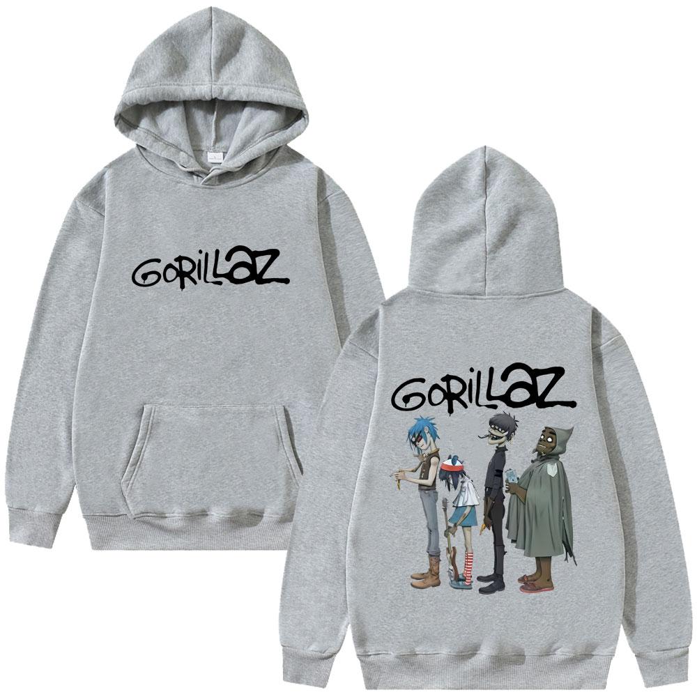 Альтернативная рок-группа Gorillaz Графический Худи Мужчины Женщины Хип-хоп Мода Уличная одежда Мужской Повседневный Свободный Флис Хлопок Худи