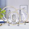 Household Crystal Glass Plate Creative Golden Trim Pearl Plate Fruit Plate Western Pallet European Transparent Dinner