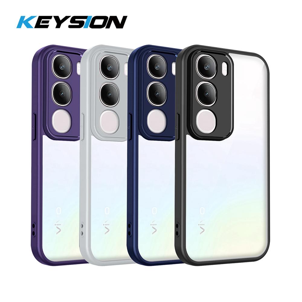 KEYSION Прозрачный чехол для телефона VIVO Y31 5G Мягкий силикон+ПК Прозрачная противоударная задняя крышка для телефона VIVO Y31 5G