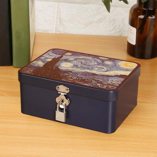 Удобная коробка для оловянного ключа с замком, 1 комплект настольной коробки для хранения ювелирных изделий в винтажном стиле