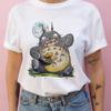 Summer 100% Cotton T-shirt Studio Ghibli Totoro Harajuku Style Kawaii Totoro Ghibli Loose Casual T-shirt Women