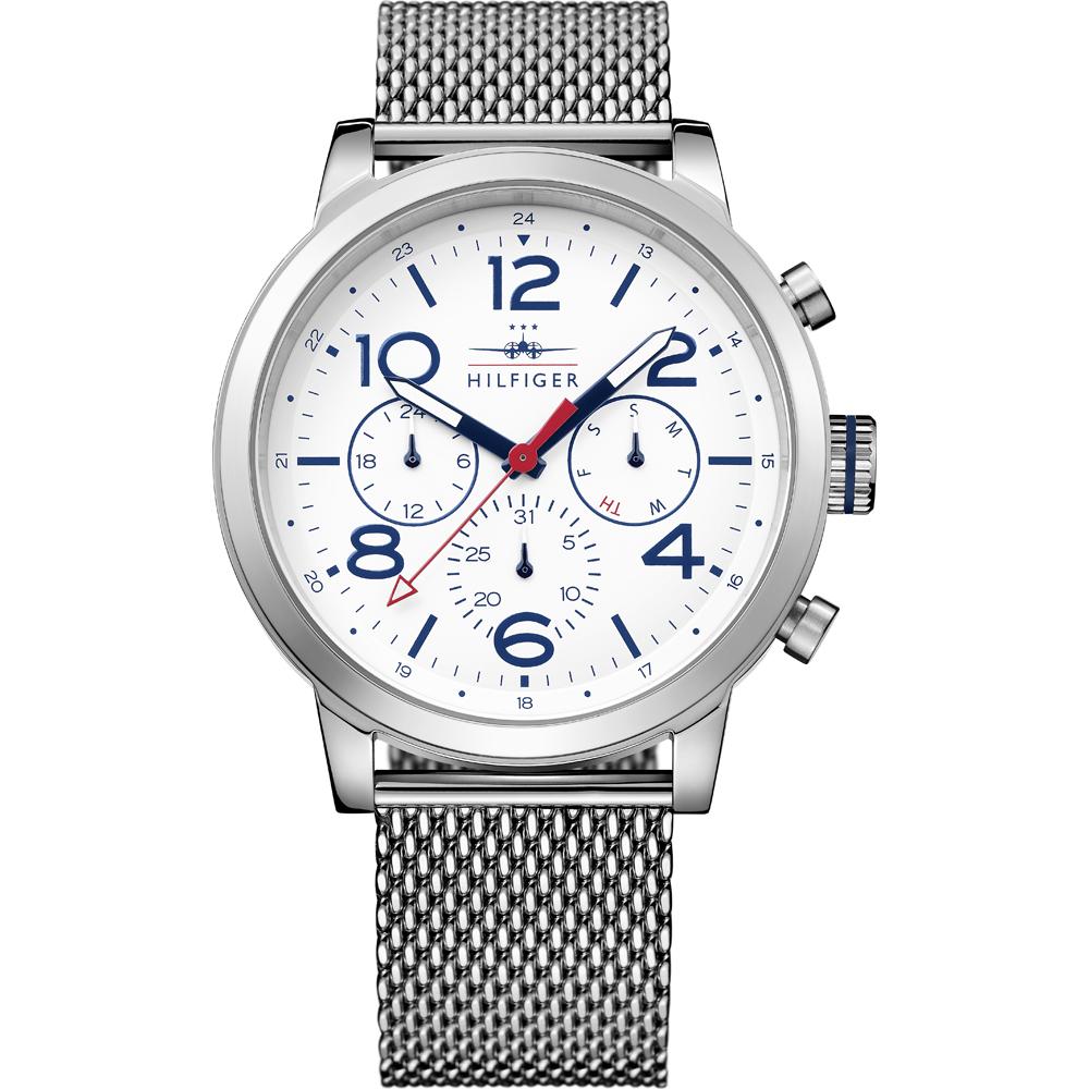 Tommy Hilfiger Мужские кварцевые часы Jake с серебристым металлическим корпусом и циферблатом цвета белого вина 1791233