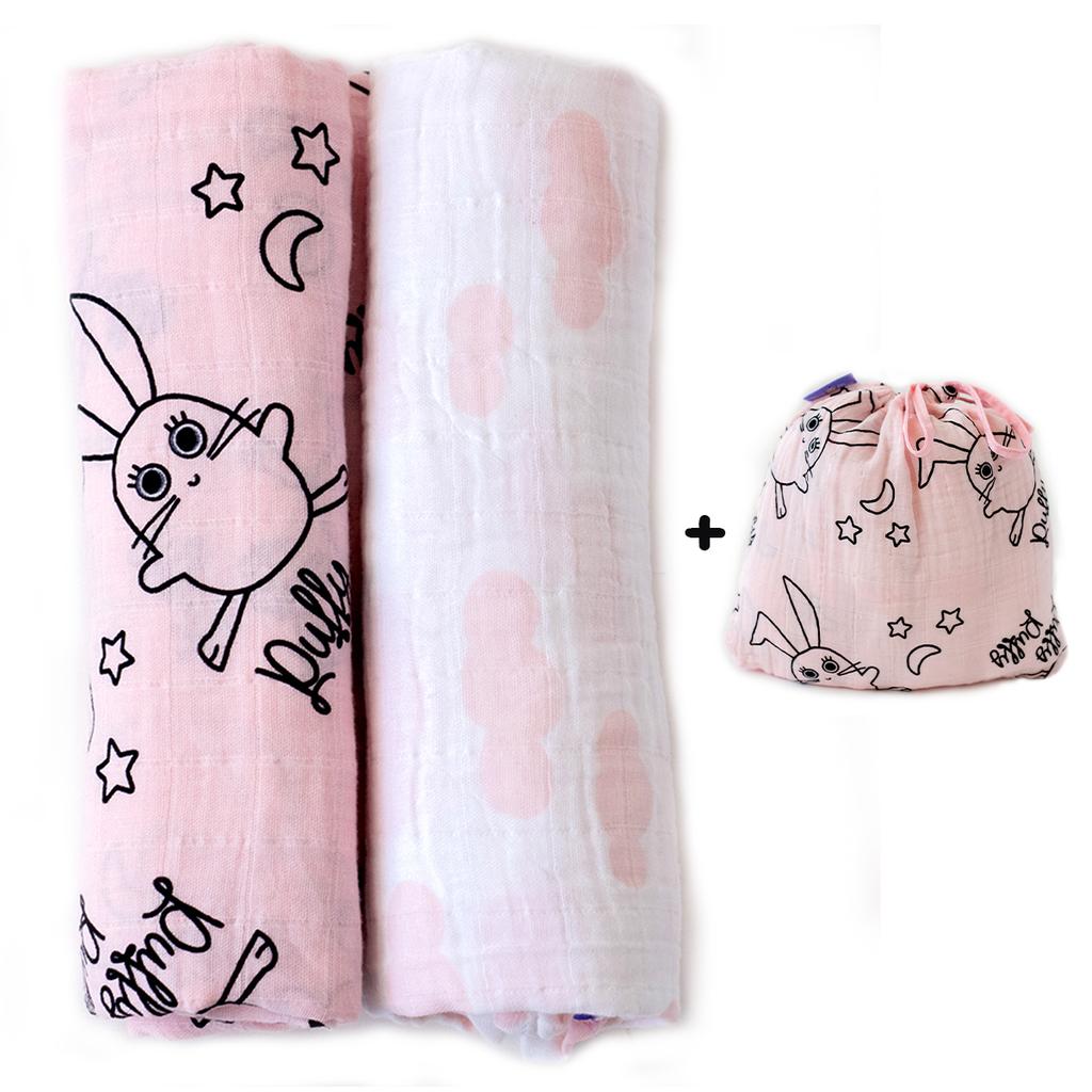 Milk&Moo Набор из 2 пеленальных одеял Chancin Baby Muslin, 100% хлопок, ультрамягкий