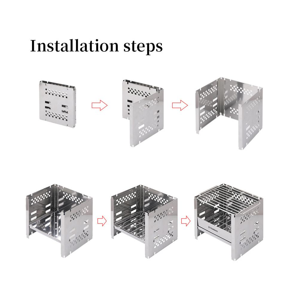 Открытый гриль из нержавеющей стали, регулируемая подставка для плиты и гриль для барбекю, портативная дровяная печь