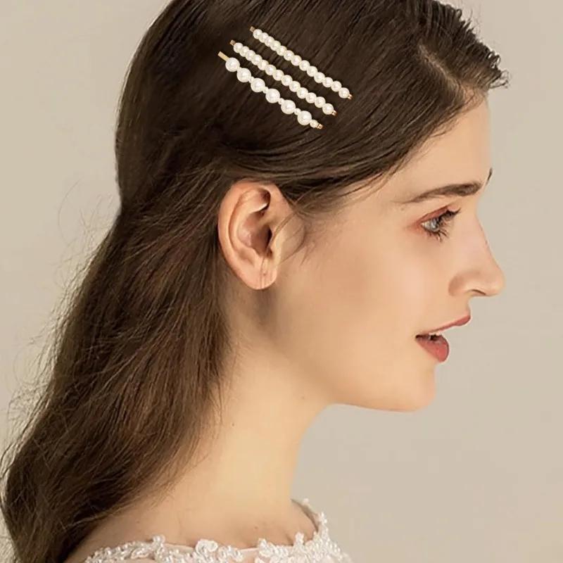 Имитация жемчуга Заколки Геометрические женские заколки для волос Свадебные аксессуары Ювелирные изделия для девочек Модные шпильки для волос Тиара
