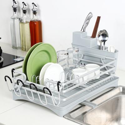Полка для кухонной посуды Супер большая емкость Полка для хранения слива из алюминиевого сплава Лоток из нержавеющей стали 304 для хранения посуды Чаши | Держатели и стеллажи для хранения