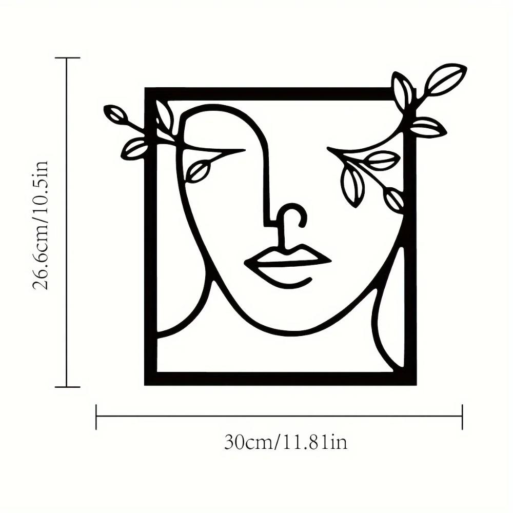 Металлическое настенное искусство Женское лицо с листьями Дизайн Художественное металлическое настенное украшение Стильный домашний декор Элегантное металлическое украшение для спальни