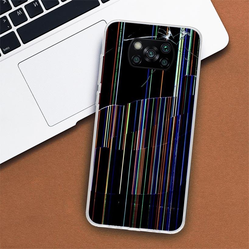 Сломанный экран телефона чехол для Xiaomi Poco X3 Nfc X4 Gt X5 Pro M5S M4 M3 M2 F5 F4 F3 F2 F1 Mi Note 10 Fundas Shell