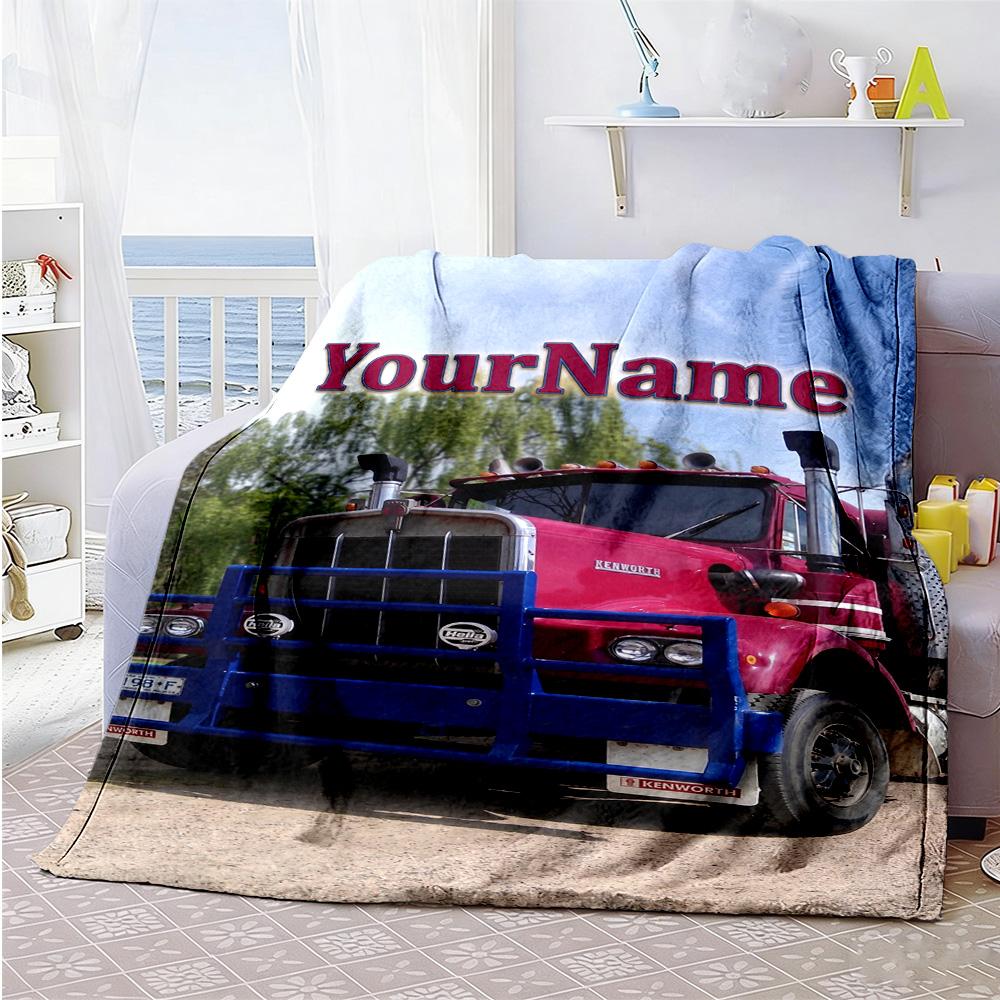 Kw Heavy Trucks Customize Text Blanket Lightweight Customizable Blanket Warmthful Decor for Bedding Sofa Chair Picnics All-Season Use