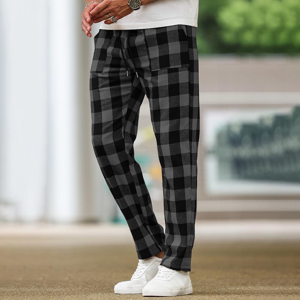 Мужские повседневные клетчатые брюки Модные трендовые брюки