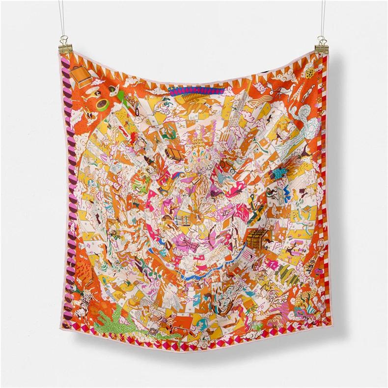 Luxury Print Silk Square Scarf Women Spring Neck Tie Shawl Wraps Female 53cm Hair Hand Wrist Headkercheif Hijab Bandana