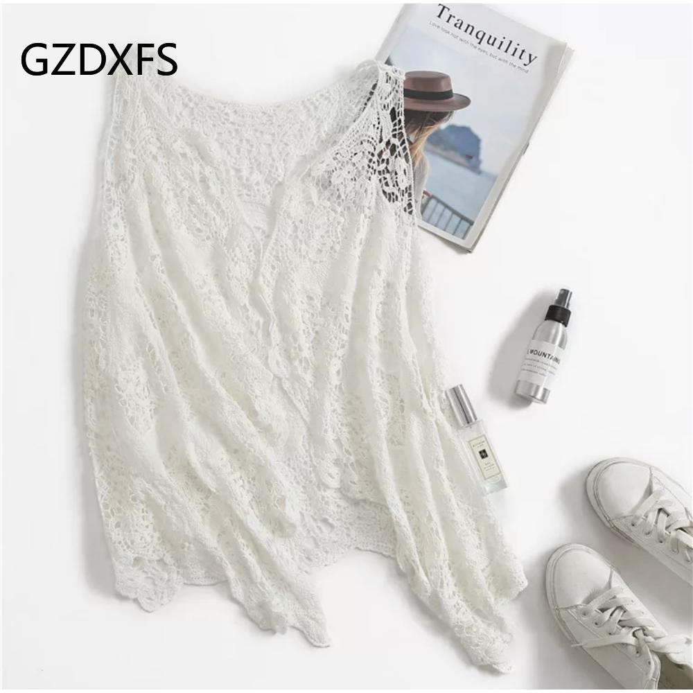 Outside Take Thin Sleeveless Lace Cardigan All-match Shawl Beach Clothes Sunscreen Clothes Women Hollowed Out Air Conditioning Shirt Tide