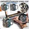 Personalized Stainless Steel Mug - V8 & V6 Engine Design, & Stylish, Perfect For Car Enthusiasts