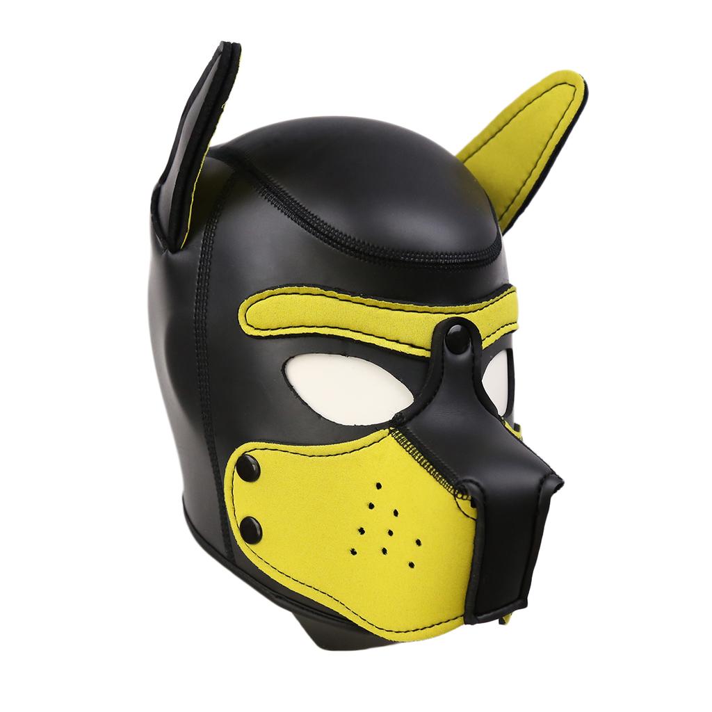 Puppy Play Dog Hood Mask Neck Collar Bondage Hood Mask Restraint Harness Full Head Ears Halloween Mask Sex Toy For Couples