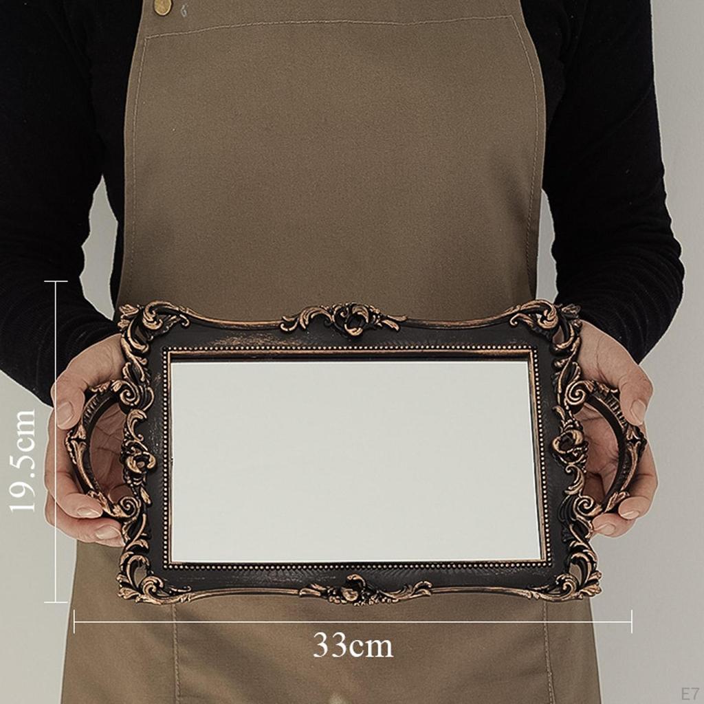 Декоративный сервировочный поднос, зеркальный лоток-органайзер для ювелирных изделий, туалетные лотки для