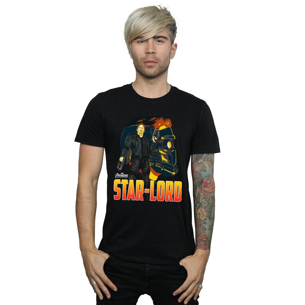 Marvel Мужская футболка с персонажем Звездный Лорд из фильма «Мстители: Война бесконечности»
