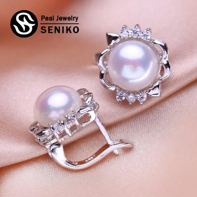 8-9 мм серьги с натуральным пресноводным жемчугом, модные серьги-клипсы с кубическим цирконием для женщин, подарок для девочек