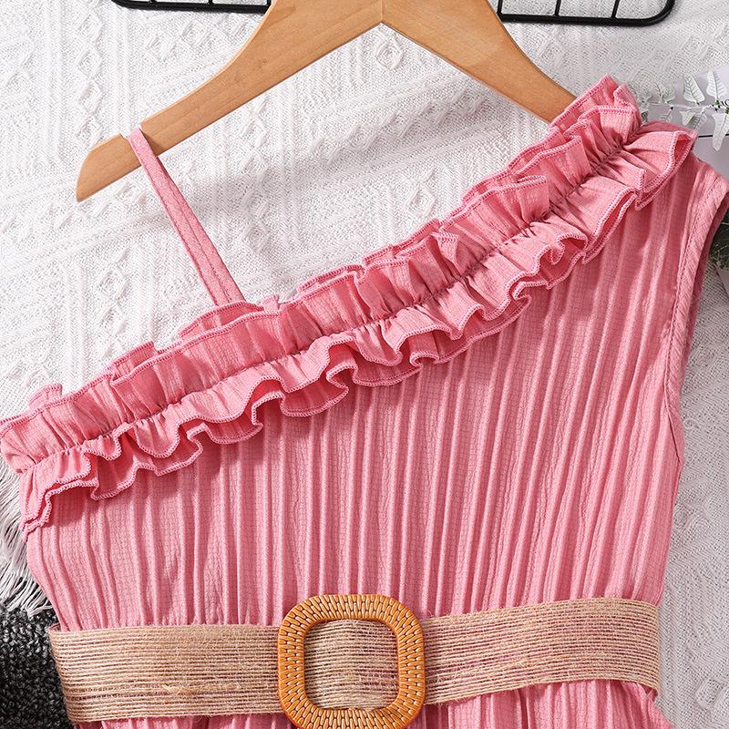 НОВИНКА 2024 года, летнее платье для девочек, облегающее платье на бретелях, детская одежда для детей 4–12 лет