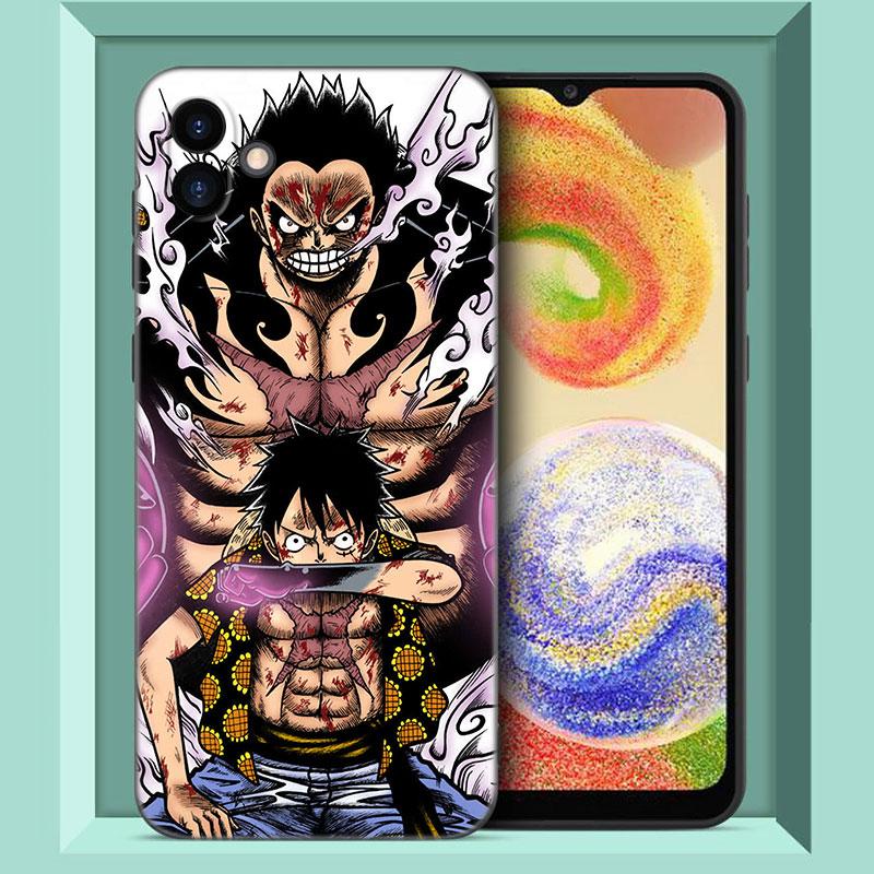 Anime One Piece Luffy Black Silicone Phone Case For Samsung Galaxy A01 A03 Core A04 E A02 A05 A10 A20 A21 A30 A50 S A6 A8 + A7