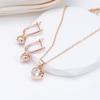 Kinel Rose Gold Color Orb Pendant Necklace Earrings Daily Easy Matching Fine Jewelry Set