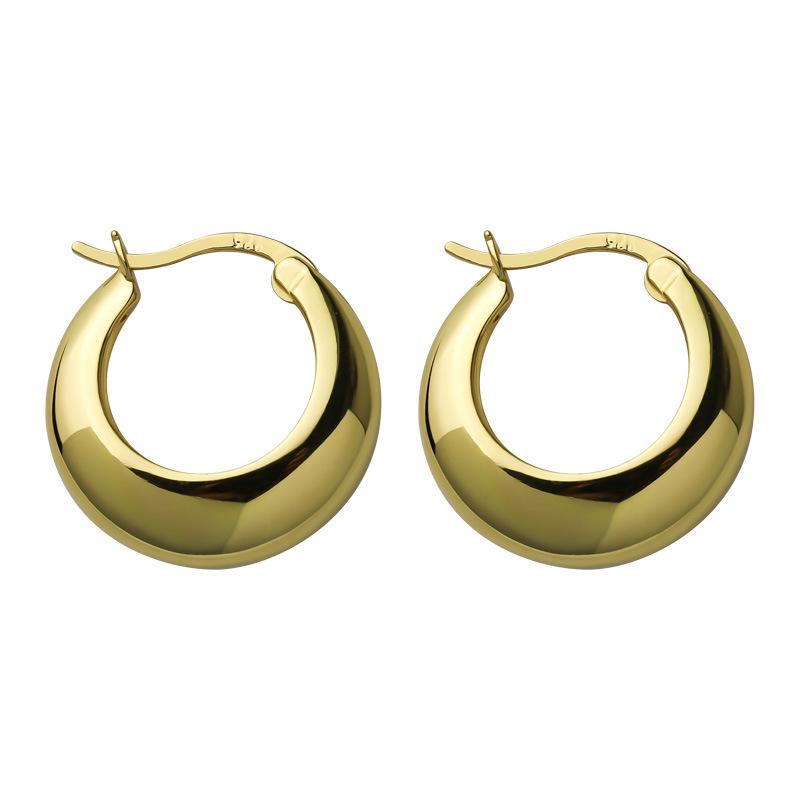 Korean S925 Geometric Halo Hoop Earrings for Women - Elegant and Classic Design