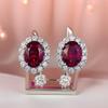 Xiancan Jewelry S925 Silver Oval Red Corundum Stud Earrings - Fashionable Daily Versatile Style