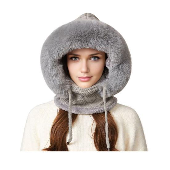 Зимний головной убор с шарфом-защитой лица, однотонная шапка 3-в-1, регулируемая по цвету, со шнурком, ветрозащитная шапка