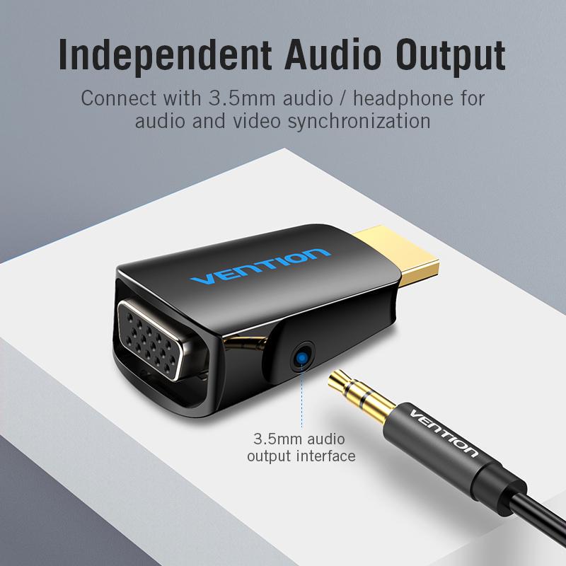Vention Адаптер HDMI-VGA HDMI-папа-VGA Felame HD 1080P Аудиокабель-конвертер с разъемом 3,5 для PS4 Портативный ПК Проектор