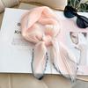 Solid Color Simulated Silk Scarf Women'S Spring Summer Pleated Small Square Scarf High-End Fashion Versatile Scarf