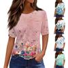T Shirts For Women Round Neck Dressy Casual Blouses Printing Short Sleeve Summer Tops Loose Fit