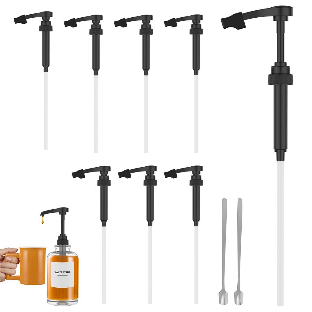 Syrup Pump Dispenser Reusable Coffee Flavoring Pump with Spoon Multi-purpose Syrup Pumps Fits 750ml/25.4oz Bottles for Home Cafe