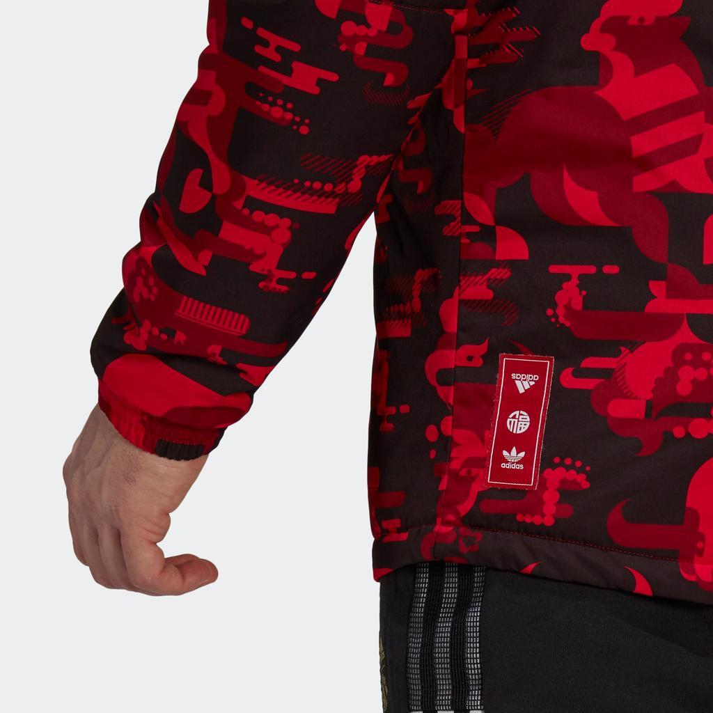 adidas Manchester United CNY Series Стеганая куртка с капюшоном Мужская верхняя одежда Красный GK9446