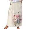 Women  Casual Loose Boho Elastic Waist A-Line Beach Flowy Swing Vacation Maxi Skirt With Pocket