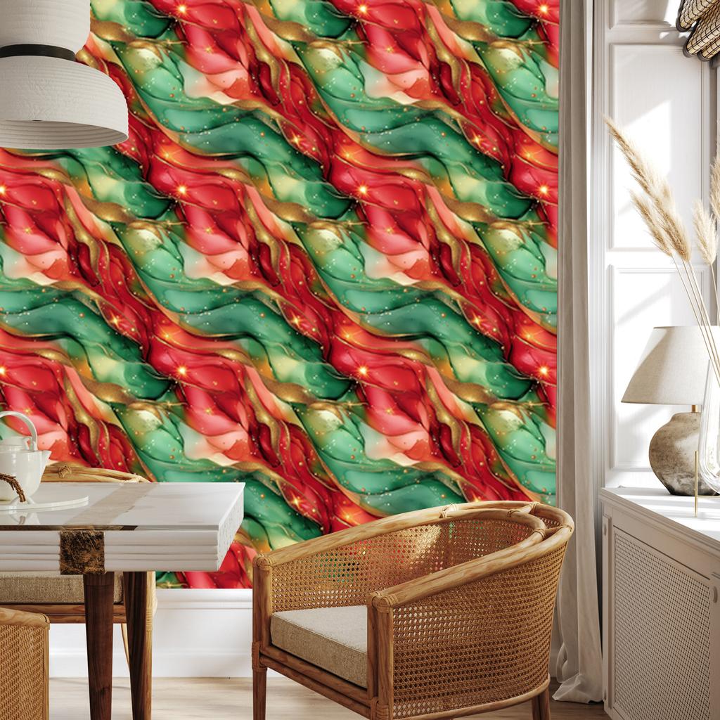 Ink Red and Green Wallpaper for Living Room and Bedroom 50x1000