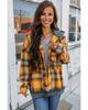 Azura Exchange Plaid Patch Hooded Frayed Snap Button Jacket