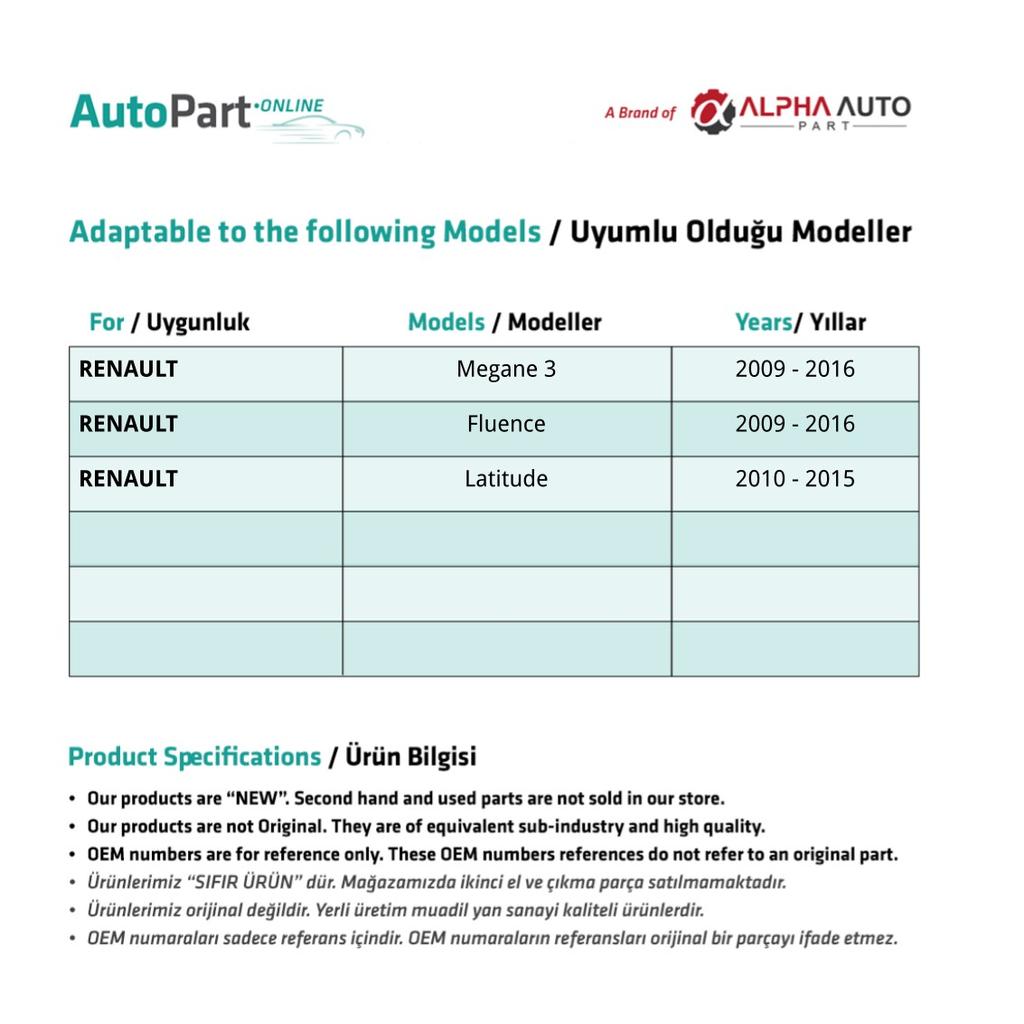 Glass Button Cover for Renault Megane 3, Fluence 3, Latitude Front RL 2PCS