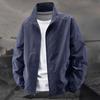 Мужская куртка с воротником-стойкой, длинным рукавом, на молнии, весенне-осеннее пальто с карманами, однотонная