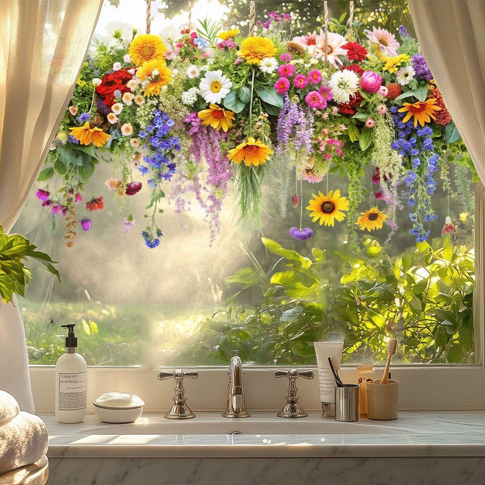 Фотореквізит Квітковий Ротанг Статичні Наклейки Двосторонні Декоративні Наклейки НОВІ Наклейки на Скло Подарунок