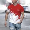 New Men's T-shirt Casual Round Neck Breathable Top Fashionable Color Contrast Printed Men's T-shirt Fun 3D T-shirt Street Fashio