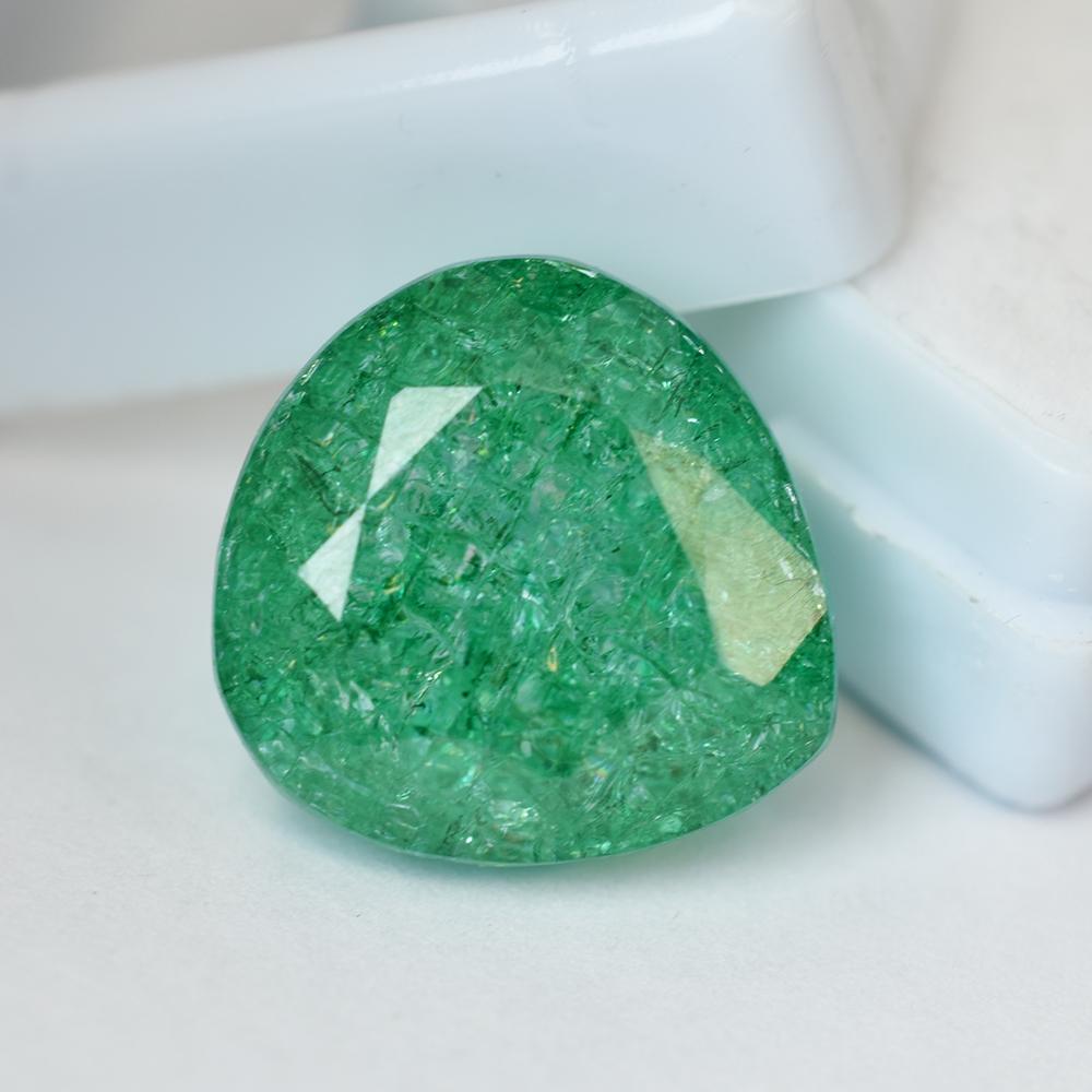 Natural Green Emerald Loose Gemstone 20.15 ct Pear Cut 15x15 mm for Jewelry Making and Crafts