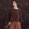 Women Vintage Cotton Patchwork T-Shirts O-Neck Long Sleeve Autumn Tees Loose Women T-Shirts
