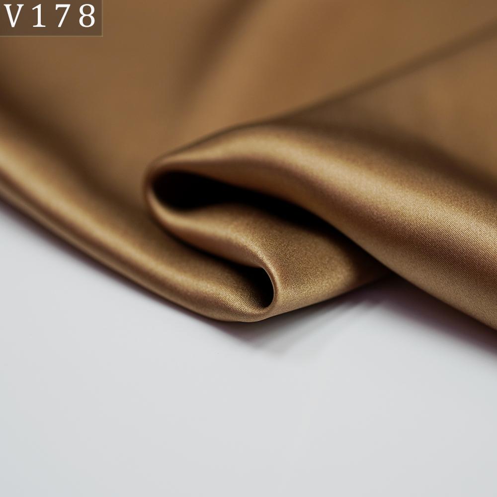 HYSK Natural Genuine Pure 100% Silk Crepe Satin Fabric Silk China Duchess Plain Brown by Meter for Dress Bedding Wedding
